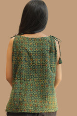 Chanchal | Dori Top | Green Trellis Ajrakh