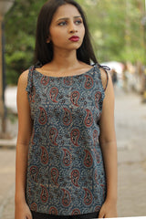 Chanchal | Dori Top | Navy Kairi & Chevron Ajrakh