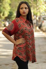 Tara | Ajrakh Modal Shirt | Red