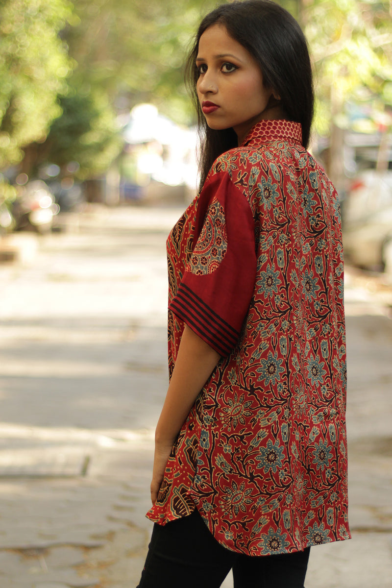 Tara | Ajrakh Modal Shirt | Red