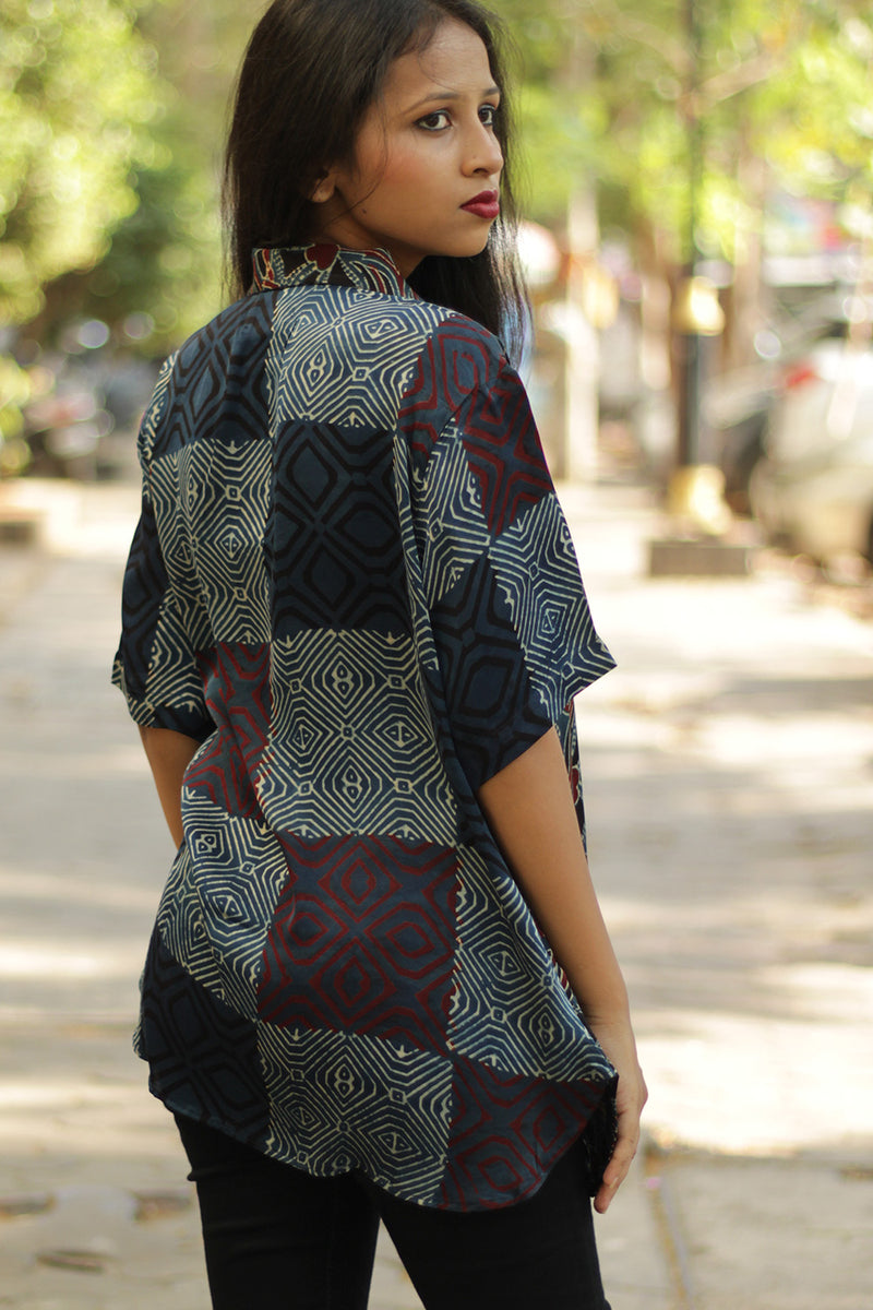 Tara | Ajrakh Modal Shirt | Indigo