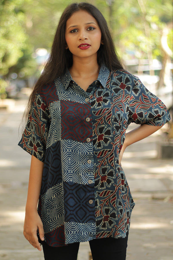 Tara | Ajrakh Modal Shirt | Indigo