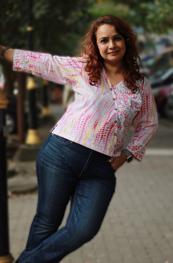 Mallika | Crossover Top | Pichkari Sanganeri Pink