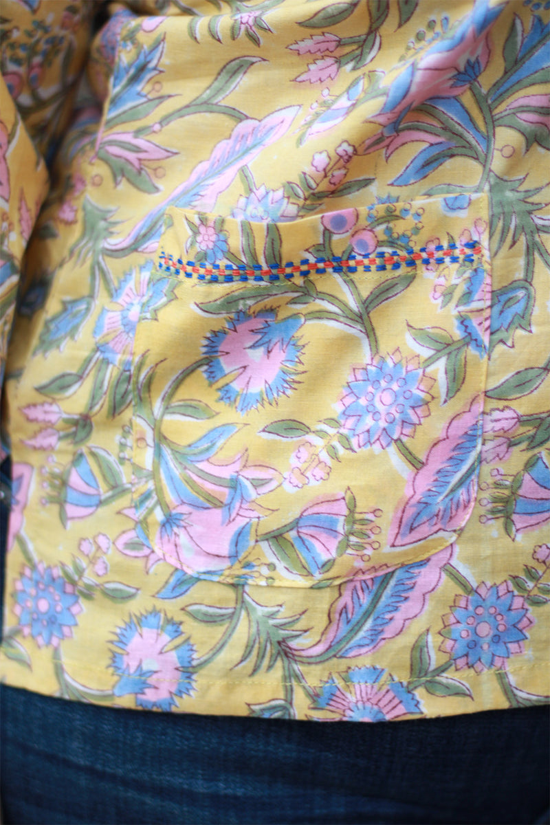 Champa | Cotton Top | Yellow Floral Sanganeri