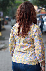 Champa | Cotton Top | Yellow Floral Sanganeri