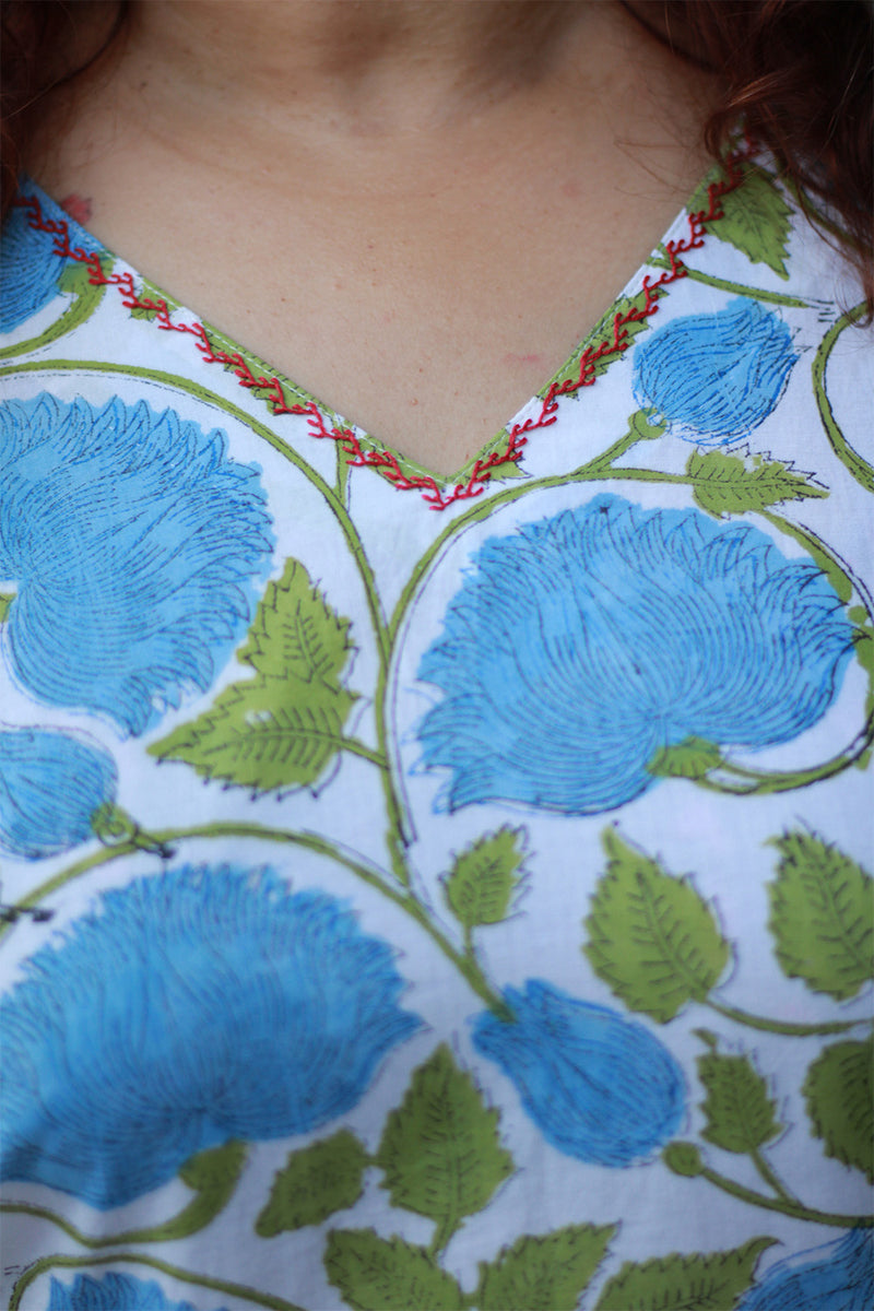 Champa | Cotton Top | Blue Blossoms Sanganeri