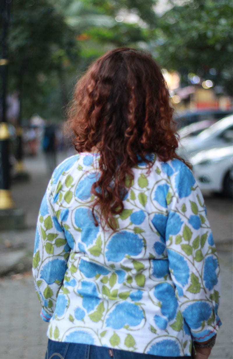 Champa | Cotton Top | Blue Blossoms Sanganeri