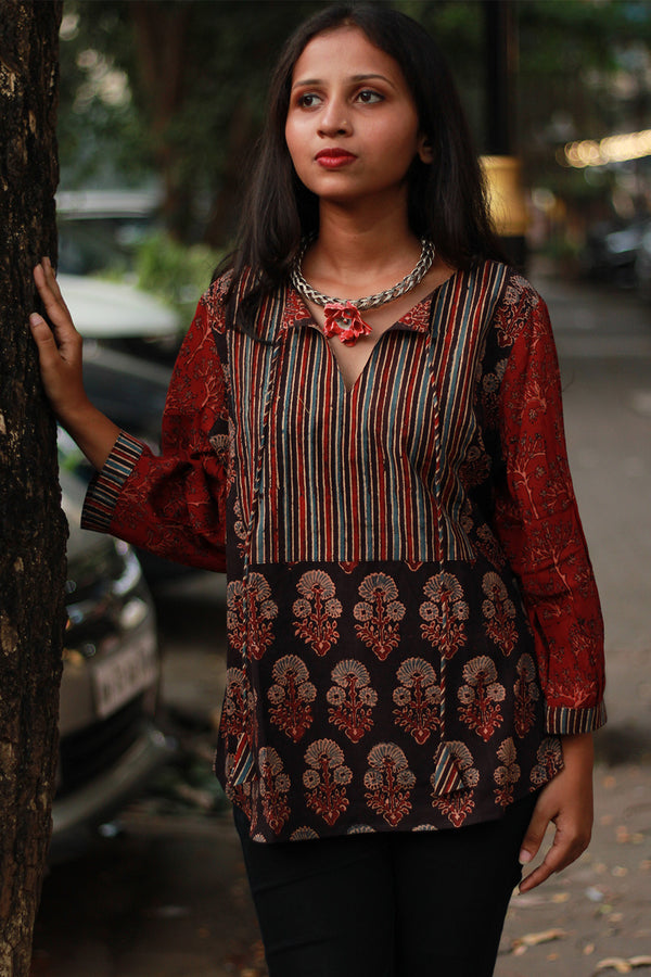 Saanjh | Cotton Top with Mul Sleeves