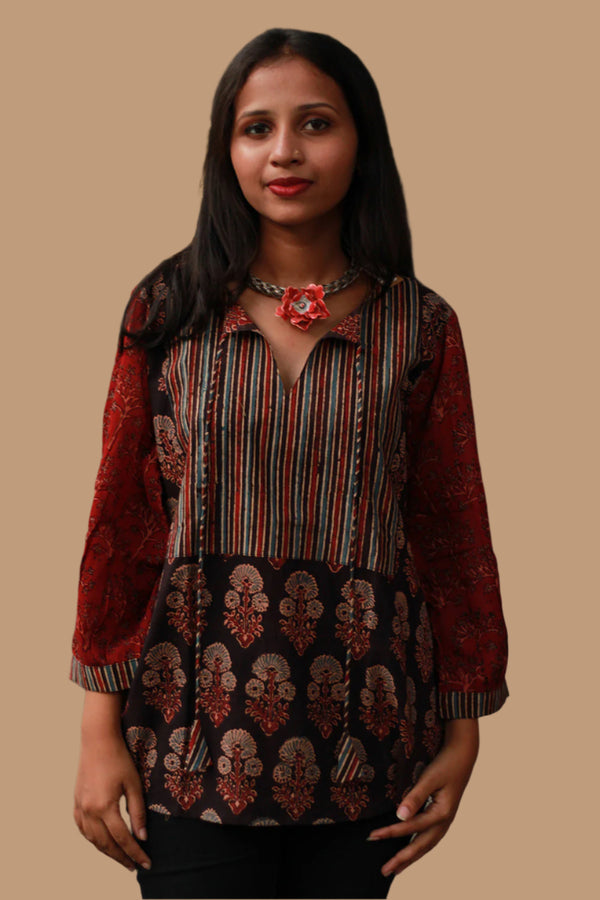 Saanjh | Cotton Top with Mul Sleeves