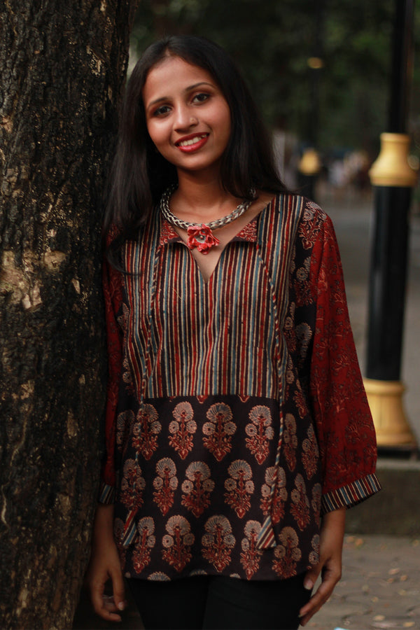 Saanjh | Cotton Top with Mul Sleeves