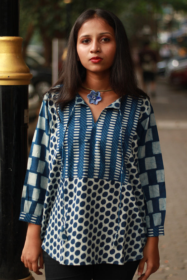 Saanjh | Cotton Top  | Indigo Bindoo