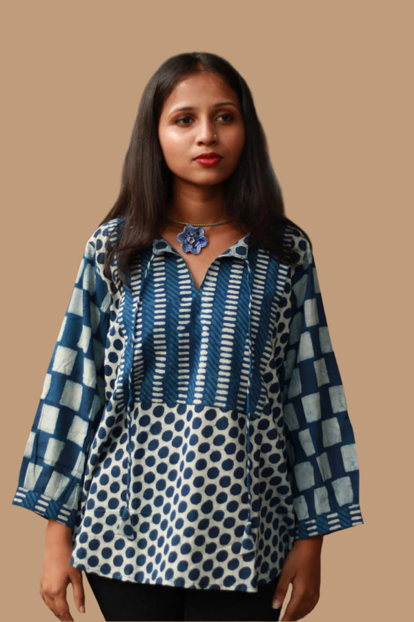 Saanjh | Cotton Top  | Indigo Bindoo