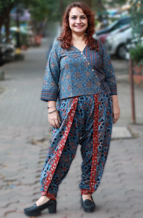 Bhoomi | Crossover Top | Universe Ajrakh Indigo