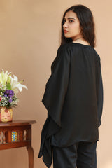 Taarini | Modal Silk Kaftan Top |  Noir