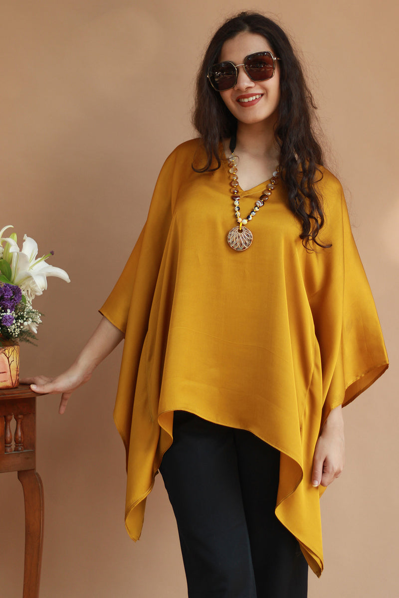 Taarini | Modal Silk Kaftan Top |  Golden