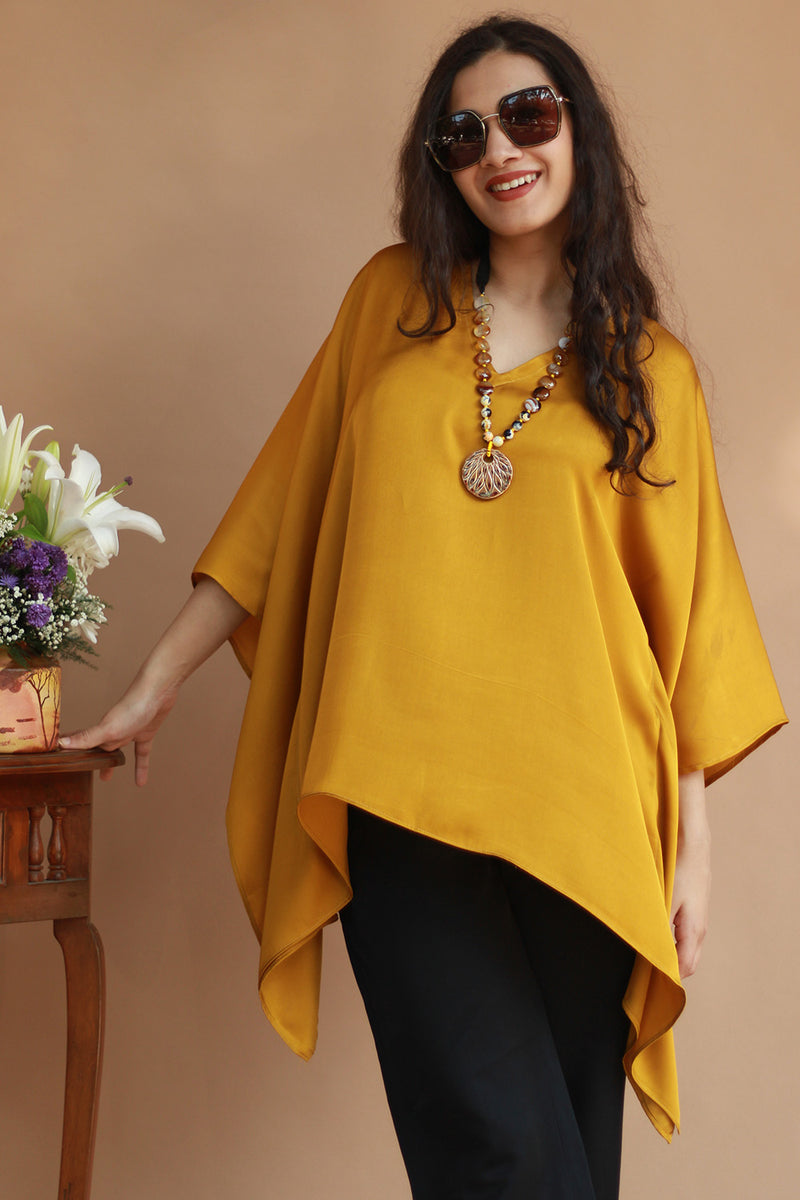 Taarini | Modal Silk Kaftan Top |  Golden