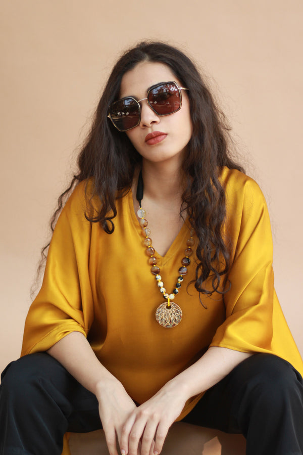 Taarini | Modal Silk Kaftan Top |  Golden