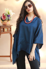 Taarini | Modal Silk Kaftan Top |  Navy Blue