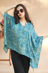 Taarini | Modal Silk Kaftan Top | Aqua Vanaspati