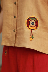 Gor Banjara | Linen Buttoned Vest | Embroidered | Mustard