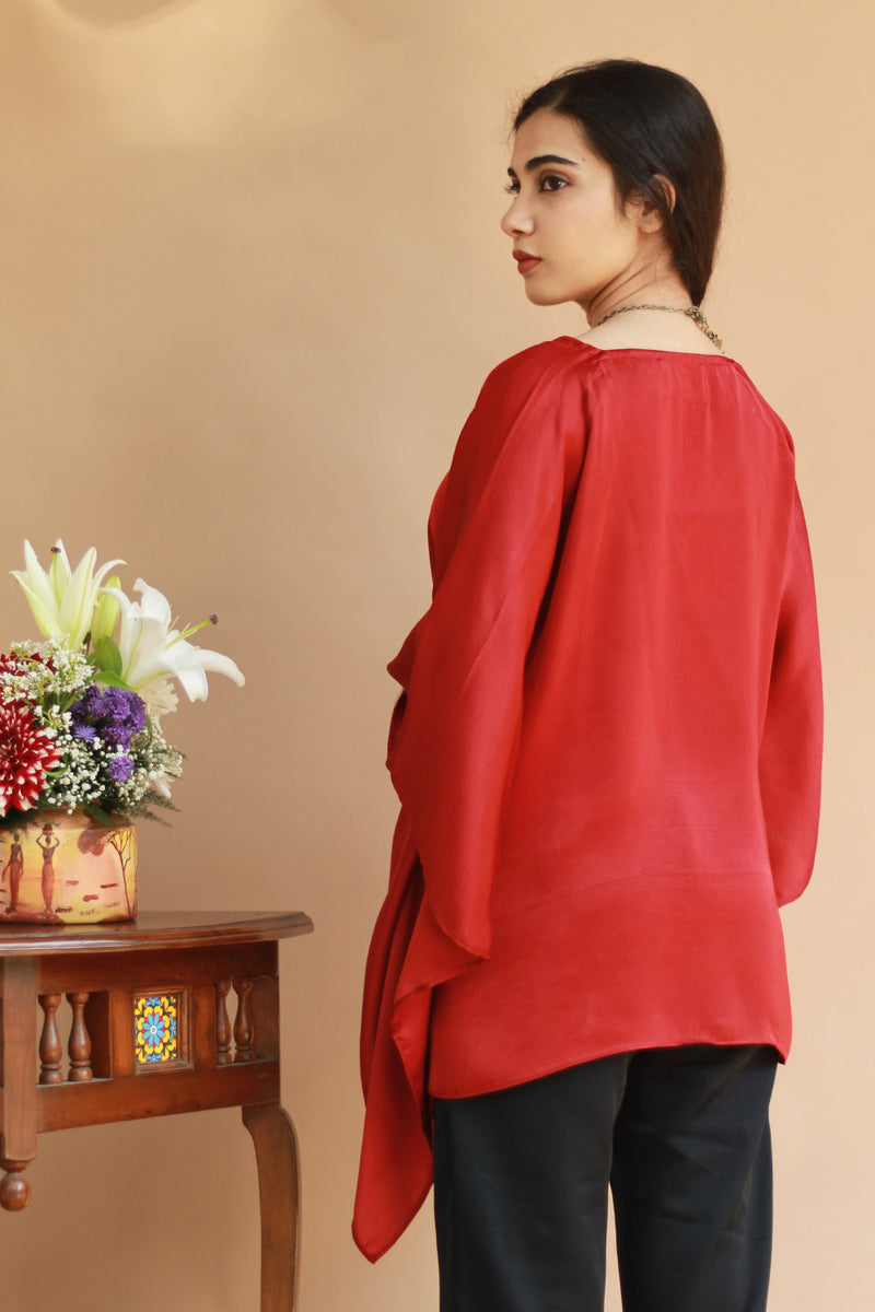 Taarini | Modal Silk Kaftan Top | Scarlet