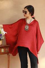 Taarini | Modal Silk Kaftan Top | Scarlet