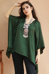 Taarini | Modal Silk Kaftan Top | Forest Green