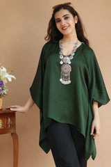 Taarini | Modal Silk Kaftan Top | Forest Green