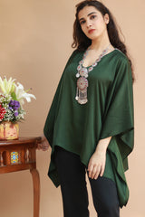 Taarini | Modal Silk Kaftan Top | Forest Green