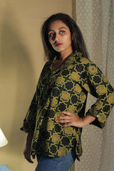 Madhura | Tunic | Ajrakh Green Shatkon