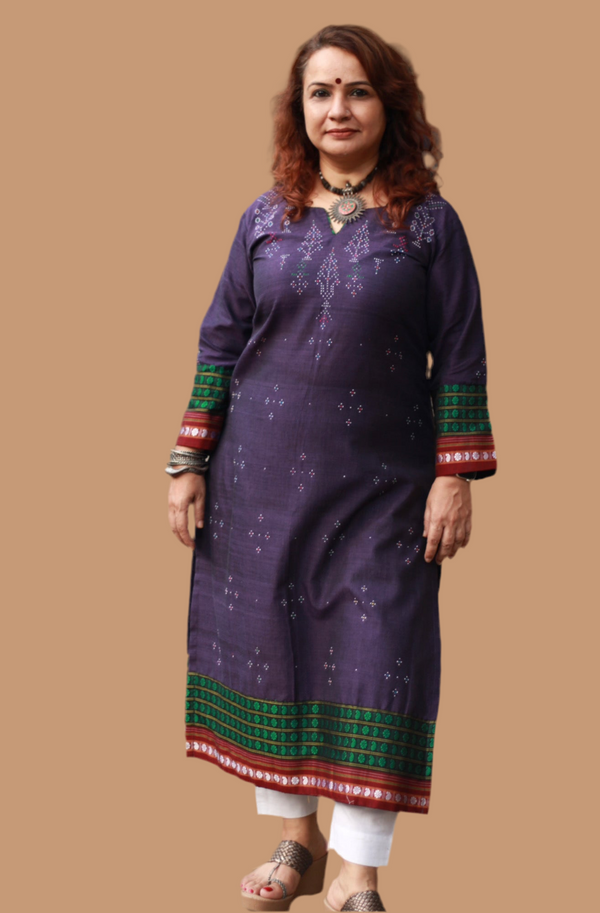 Daana | Tangaliya Kurta | Purple with Mutlicolour Khunn