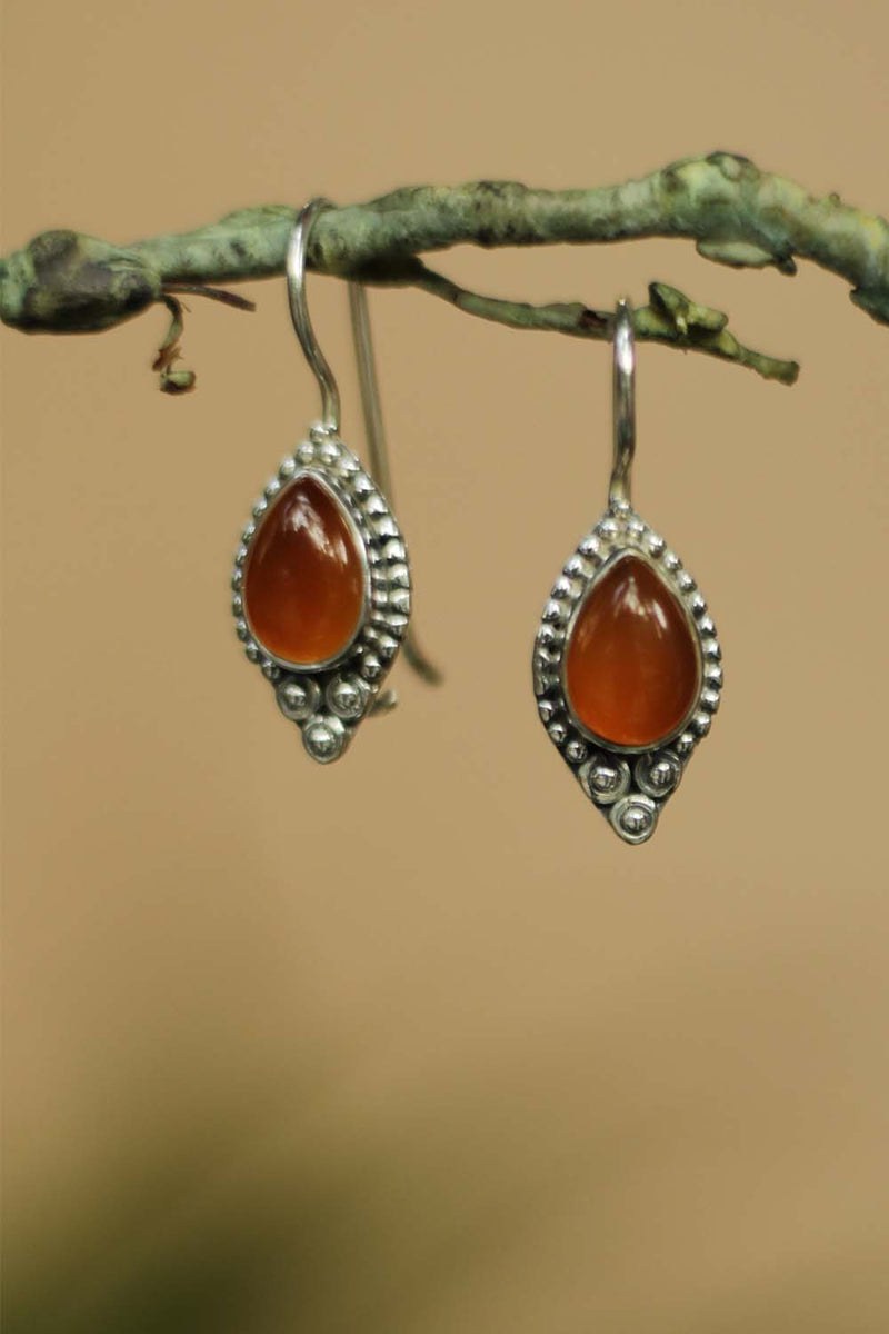 Patrika | Pure Silver Earrings | Deep Orange