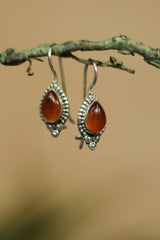 Patrika | Pure Silver Earrings | Deep Orange