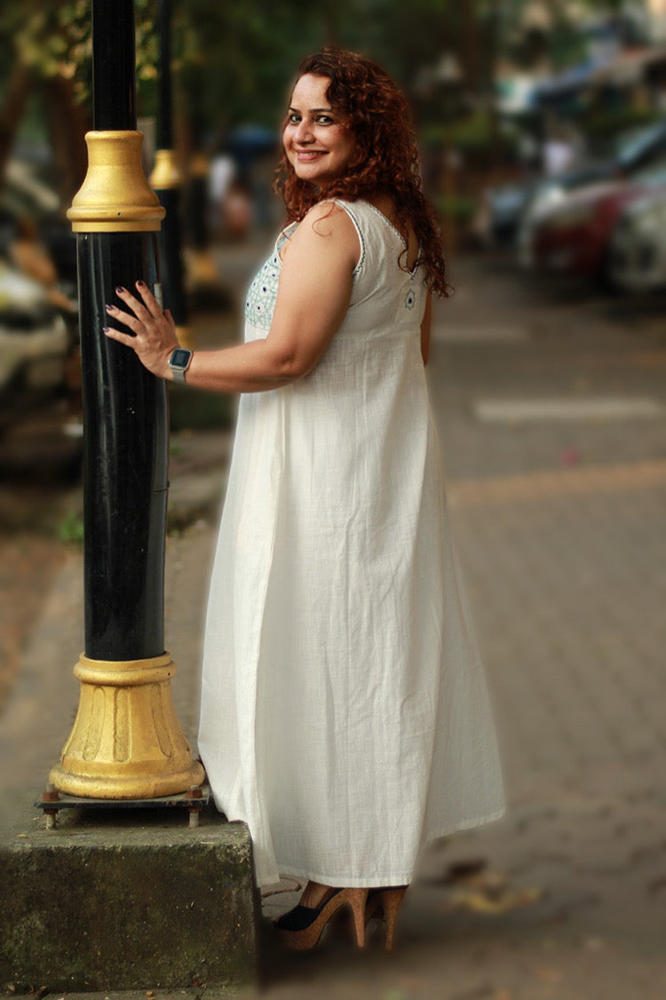 Khwaab | Long  Kali Dress | White