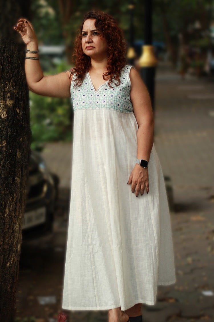 Khwaab | Long  Kali Dress | White