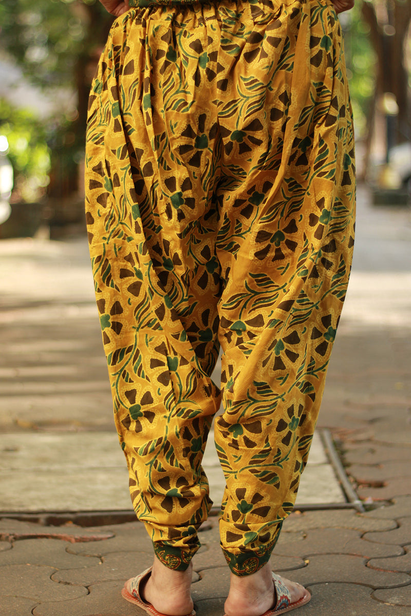 Shubhra | Dhoti Pants | Kali Ajrakh | Yellow