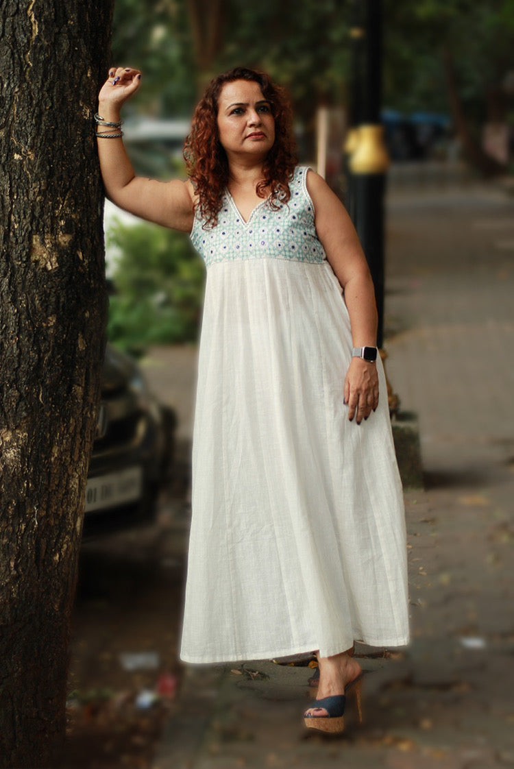 Khwaab | Long  Kali Dress | White