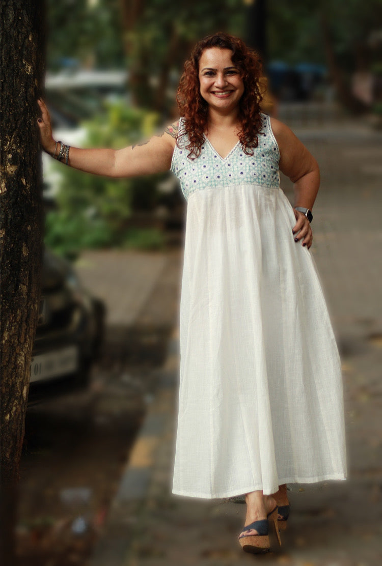 Khwaab | Long  Kali Dress | White