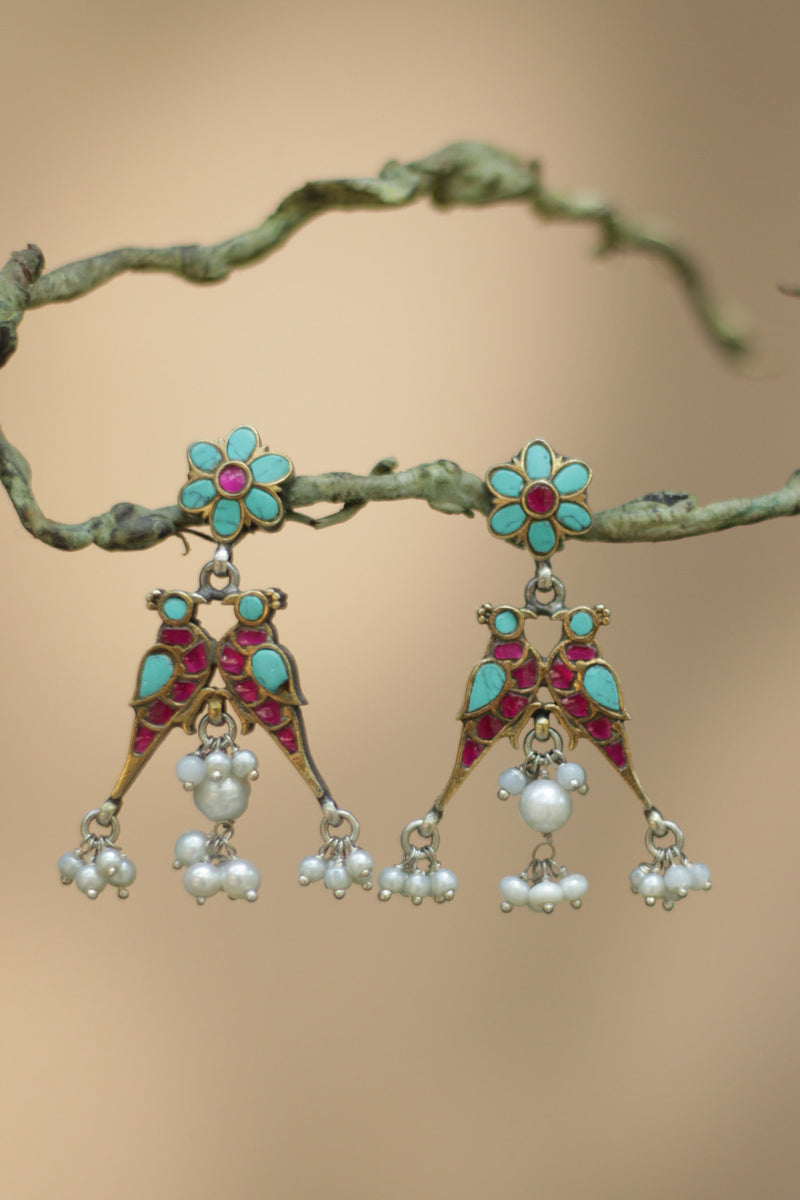 Mayura | Silver Temple Earrings