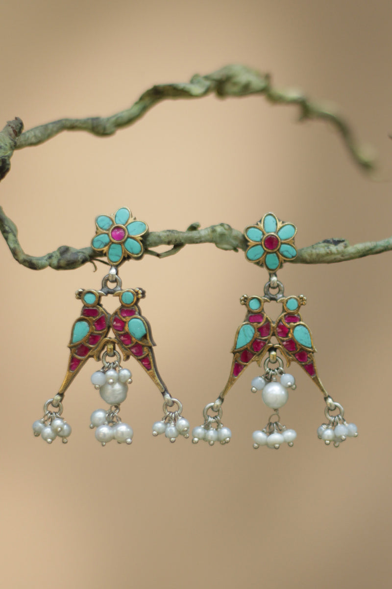 Mayura | Silver Temple Earrings