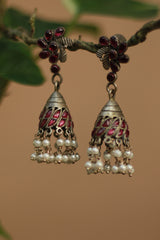 Silver Earrings | Jhumki With Rubies