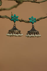 Silver Earrings | Jhumki With Turquoise