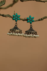 Silver Earrings | Jhumki With Turquoise