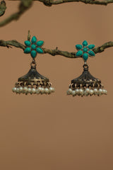 Silver Earrings | Jhumki With Turquoise