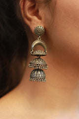 Oxidised Tri-Tier Jhumki