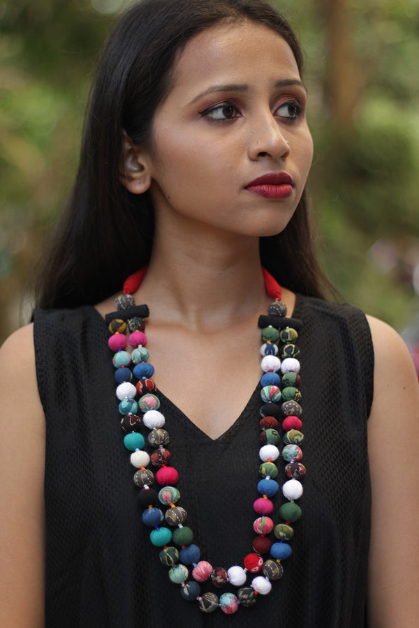 Two Strand Potli Necklace | Multicolor