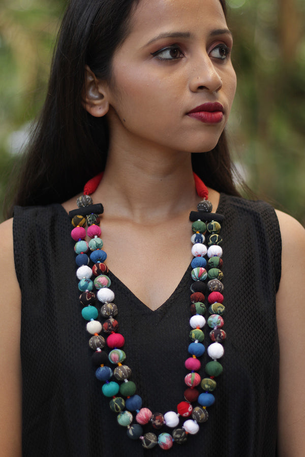 Two Strand Potli Necklace | Multicolor