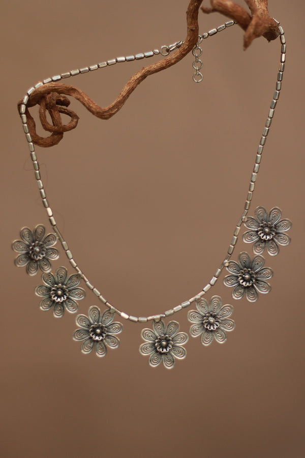 Gul Tarang | Pure Silver Necklace