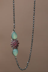 Neelmani | Silver Necklace | Ruby & Blue Calcite