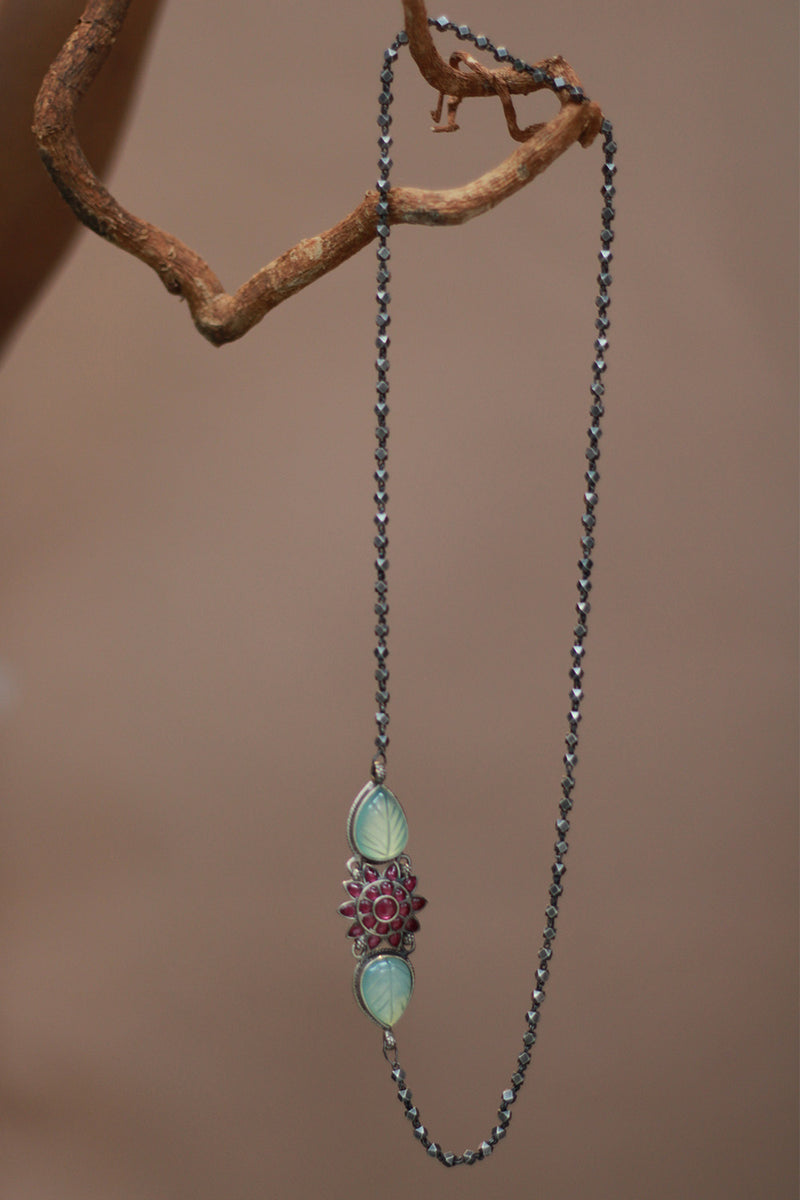 Neelmani | Silver Necklace | Ruby & Blue Calcite